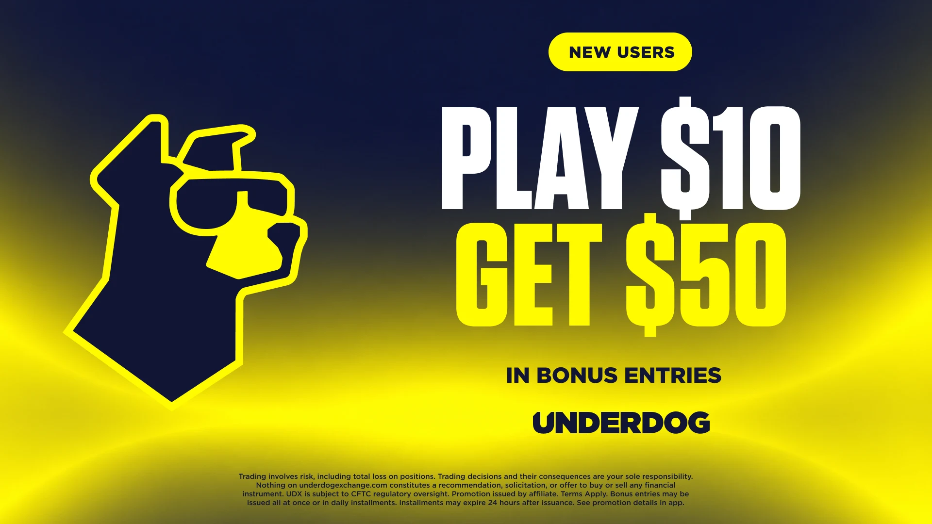 New users: Play $10, Get $50 in bonus entries. Terms apply.